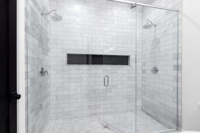 Walk-In Shower with Textured Wall Tiles